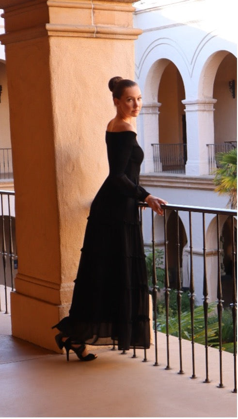 Shirred Off Shoulder Dress